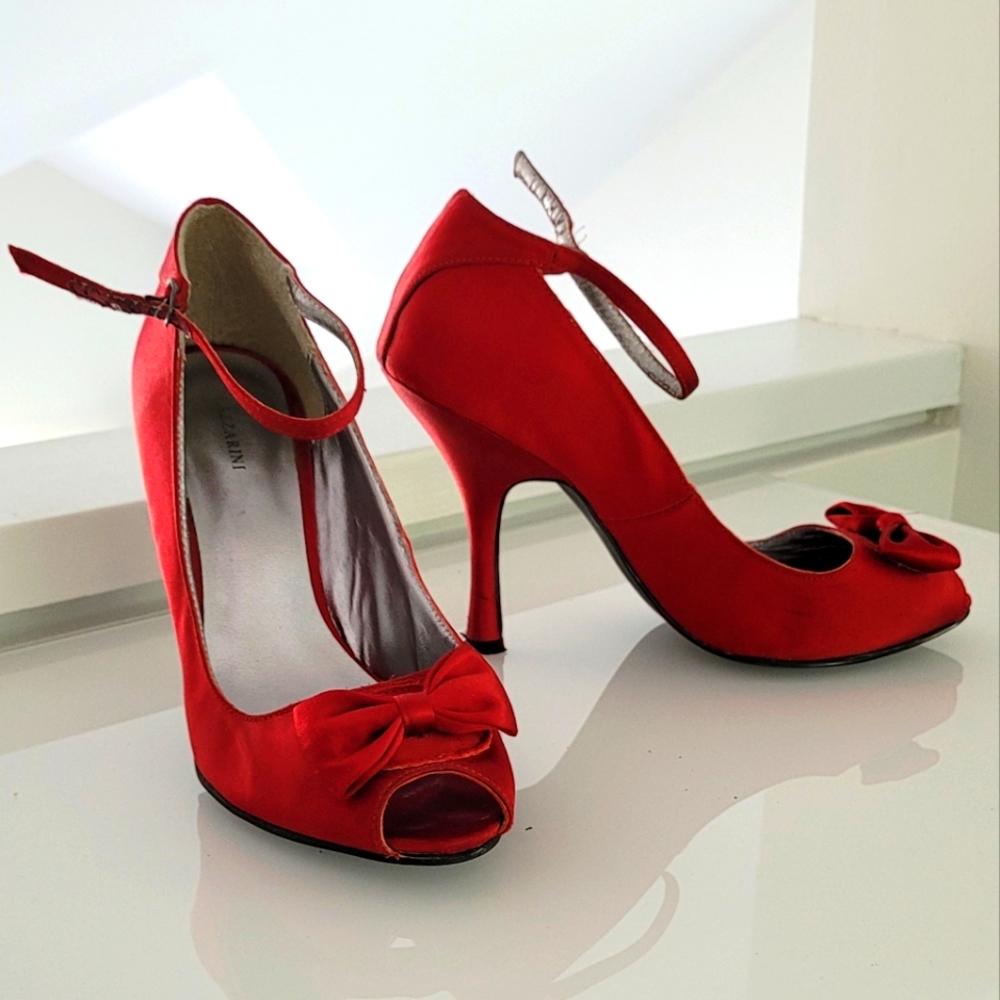 Red peep toes, Lazzarini, 6.5